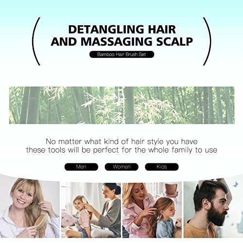 Combetter Bamboo Hairbrush and Comb Set - Natural Eco-Friendly Paddle Detangler with Scalp Massage for Women, Men, and Kids - Reduces Frizz and Promotes Healthy Hair Growth(4PCS) 4 Combetter Bamboo Hairbrush and Comb Set - Natural Eco-Friendly Paddle Detangler with Scalp Massage for Women, Men, and Kids - Reduces Frizz and Promotes Healthy Hair Growth(4PCS) - Image 4