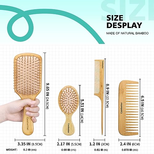 Combetter Natural Bamboo Hairbrush Set - Get Smooth, Shiny, and Healthy Hair with Reduces Frizz and Promotes Hair Growth, Eco-Friendly Wooden Hair Brushes for Women, Men & Kids 5 Combetter Natural Bamboo Hairbrush Set - Get Smooth, Shiny, and Healthy Hair with Reduces Frizz and Promotes Hair Growth, Eco-Friendly Wooden Hair Brushes for Women, Men & Kids - Image 5