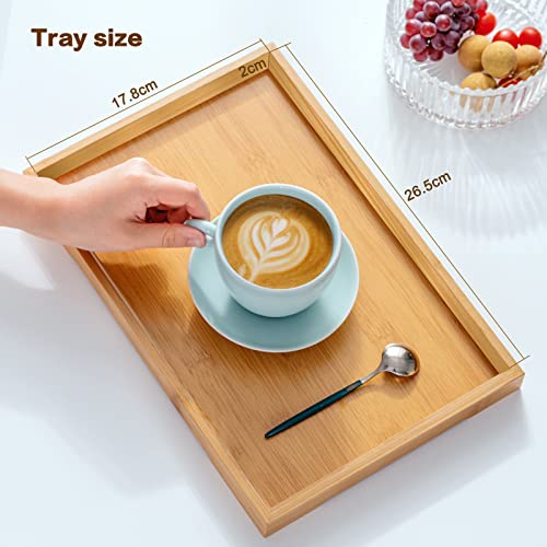 Coptiner Bamboo Serving Tray, Rectangular Wooden Breakfast Tray Serving Platter Tray for Food Coffee Drinks Dessert Dinner Used in Bedroom, Kitchen, Bathroom(28 x 19.5 x 2 cm) 3 Coptiner Bamboo Serving Tray, Rectangular Wooden Breakfast Tray Serving Platter Tray for Food Coffee Drinks Dessert Dinner Used in Bedroom, Kitchen, Bathroom(28 x 19.5 x 2 cm) - Image 3