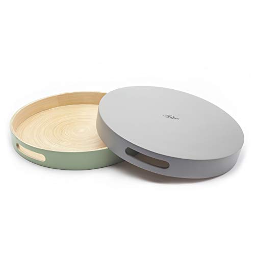 Dehaus® Stylish Wooden Bamboo Tray - Sage Green Large - Luxury Round Wood Lap Trays for Eating Dinner, Tea and Coffee Tray, Bar Drinks or Food Serving Trays with Handles - Eco Friendly 5 Dehaus® Stylish Wooden Bamboo Tray - Sage Green Large - Luxury Round Wood Lap Trays for Eating Dinner, Tea and Coffee Tray, Bar Drinks or Food Serving Trays with Handles - Eco Friendly - Image 5