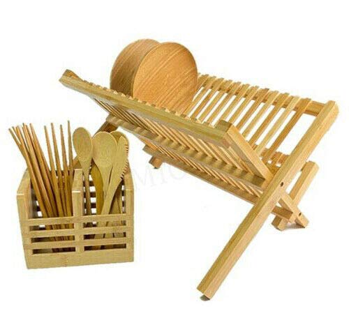 Dish Drainer Drying Rack Folding 2 Tier Drainer Dish Drying Rack with Cutlery Holder Utensils Holder Set Engineered Wood X-shape Easily Foldable Compact and Space Saving Tidy Plates 5 Dish Drainer Drying Rack Folding 2 Tier Drainer Dish Drying Rack with Cutlery Holder Utensils Holder Set Engineered Wood X-shape Easily Foldable Compact and Space Saving Tidy Plates - Image 5