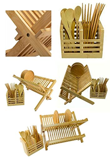 Dish Drainer Drying Rack Folding 2 Tier Drainer Dish Drying Rack with Cutlery Holder Utensils Holder Set Engineered Wood X-shape Easily Foldable Compact and Space Saving Tidy Plates 6 Dish Drainer Drying Rack Folding 2 Tier Drainer Dish Drying Rack with Cutlery Holder Utensils Holder Set Engineered Wood X-shape Easily Foldable Compact and Space Saving Tidy Plates - Image 6