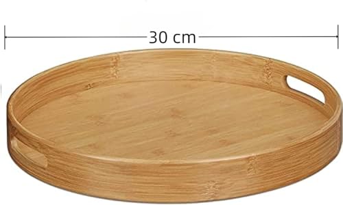 Dudoplatz Bamboo Serving Tray, Round Wooden Tray with Handles and Raised Edge, Serving Plate for Food, Coffee, Wine, Coffee, Tea, Fruit, Meals (30 x 30 x 5 cm) 6 Dudoplatz Bamboo Serving Tray, Round Wooden Tray with Handles and Raised Edge, Serving Plate for Food, Coffee, Wine, Coffee, Tea, Fruit, Meals (30 x 30 x 5 cm) - Image 6
