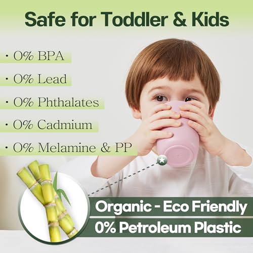 Dulce Worlds Sugarcane Toddler Cup 300 ml - Set of 5, LFGB & USDA Certified Kids Cup - BPA Free - Dishwasher Safe, Reusable, Unbreakable - GrayBlue 3 Dulce Worlds Sugarcane Toddler Cup 300 ml - Set of 5, LFGB & USDA Certified Kids Cup - BPA Free - Dishwasher Safe, Reusable, Unbreakable - GrayBlue - Image 3