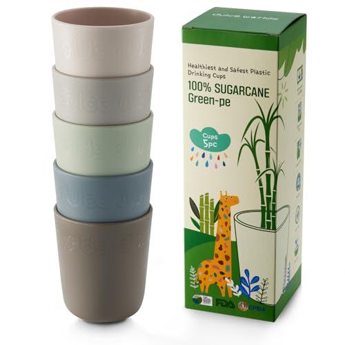 Dulce Worlds Sugarcane Toddler Cup 300 ml - Set of 5, LFGB & USDA Certified Kids Cup - BPA Free - Dishwasher Safe, Reusable, Unbreakable - GrayBlue 1 Dulce Worlds Sugarcane Toddler Cup 300 ml - Set of 5, LFGB & USDA Certified Kids Cup - BPA Free - Dishwasher Safe, Reusable, Unbreakable - GrayBlue