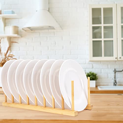 E-ROOM TREND Dish Drainer Rack 2 Packs 8 Slots Wooden Natural Bamboo Kitchen Storage Organizer Stand Dish Drying Rack Plates Cups Pan Lid Cutting Board Holder (DR1802) 3 E-ROOM TREND Dish Drainer Rack 2 Packs 8 Slots Wooden Natural Bamboo Kitchen Storage Organizer Stand Dish Drying Rack Plates Cups Pan Lid Cutting Board Holder (DR1802) - Image 3