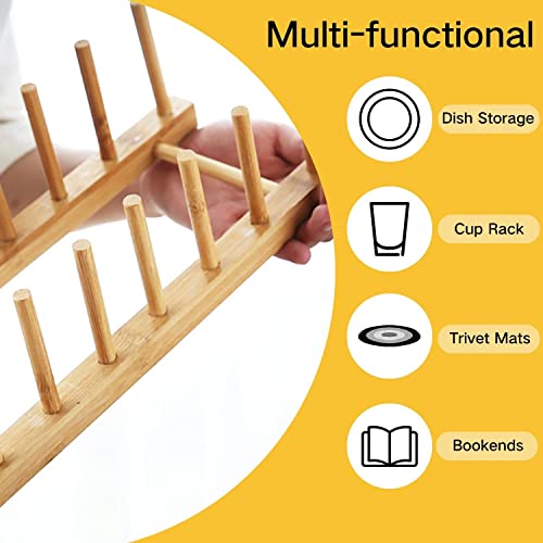 E-ROOM TREND Dish Drainer Rack 2 Packs 8 Slots Wooden Natural Bamboo Kitchen Storage Organizer Stand Dish Drying Rack Plates Cups Pan Lid Cutting Board Holder (DR1802) 5 E-ROOM TREND Dish Drainer Rack 2 Packs 8 Slots Wooden Natural Bamboo Kitchen Storage Organizer Stand Dish Drying Rack Plates Cups Pan Lid Cutting Board Holder (DR1802) - Image 5
