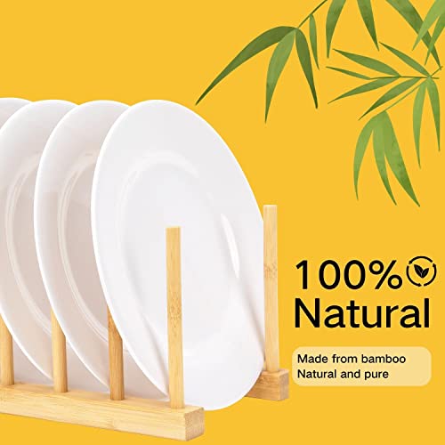 E-ROOM TREND Dish Drainer Rack 2 Packs 8 Slots Wooden Natural Bamboo Kitchen Storage Organizer Stand Dish Drying Rack Plates Cups Pan Lid Cutting Board Holder (DR1802) 6 E-ROOM TREND Dish Drainer Rack 2 Packs 8 Slots Wooden Natural Bamboo Kitchen Storage Organizer Stand Dish Drying Rack Plates Cups Pan Lid Cutting Board Holder (DR1802) - Image 6