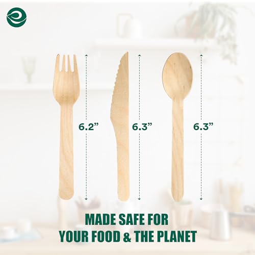 ECO SOUL Disposable Wooden Cutlery Set (175 Pack) - Eco Friendly 75 Forks, 50 Spoons & 50 Knives, Biodegradable & Compostable Cutlery Set for Party Wedding Picnic - Packaging May Vary 3 ECO SOUL Disposable Wooden Cutlery Set (175 Pack) - Eco Friendly 75 Forks, 50 Spoons & 50 Knives, Biodegradable & Compostable Cutlery Set for Party Wedding Picnic - Packaging May Vary - Image 3