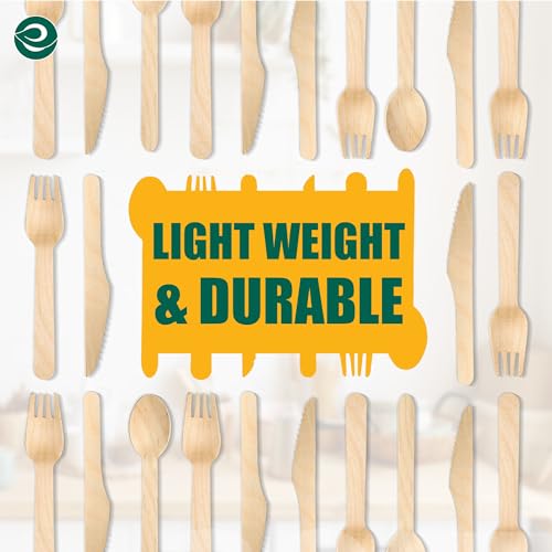 ECO SOUL Disposable Wooden Cutlery Set (175 Pack) - Eco Friendly 75 Forks, 50 Spoons & 50 Knives, Biodegradable & Compostable Cutlery Set for Party Wedding Picnic - Packaging May Vary 4 ECO SOUL Disposable Wooden Cutlery Set (175 Pack) - Eco Friendly 75 Forks, 50 Spoons & 50 Knives, Biodegradable & Compostable Cutlery Set for Party Wedding Picnic - Packaging May Vary - Image 4