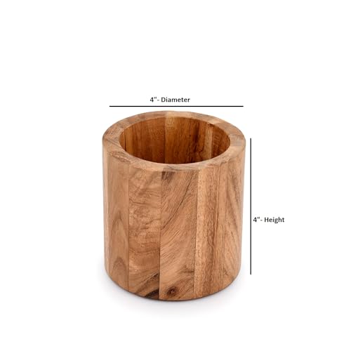 EDHAS Acacia Wood Toothbrush Holder for Bathroom for Toothbrush, Toothpaste, Pens, Makeup Brushes Holder (10.16cm x 10.16cm x10.16cm) 5 EDHAS Acacia Wood Toothbrush Holder for Bathroom for Toothbrush, Toothpaste, Pens, Makeup Brushes Holder (10.16cm x 10.16cm x10.16cm) - Image 5