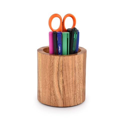 EDHAS Acacia Wood Toothbrush Holder for Bathroom for Toothbrush, Toothpaste, Pens, Makeup Brushes Holder (10.16cm x 10.16cm x10.16cm) 1 EDHAS Acacia Wood Toothbrush Holder for Bathroom for Toothbrush, Toothpaste, Pens, Makeup Brushes Holder (10.16cm x 10.16cm x10.16cm)