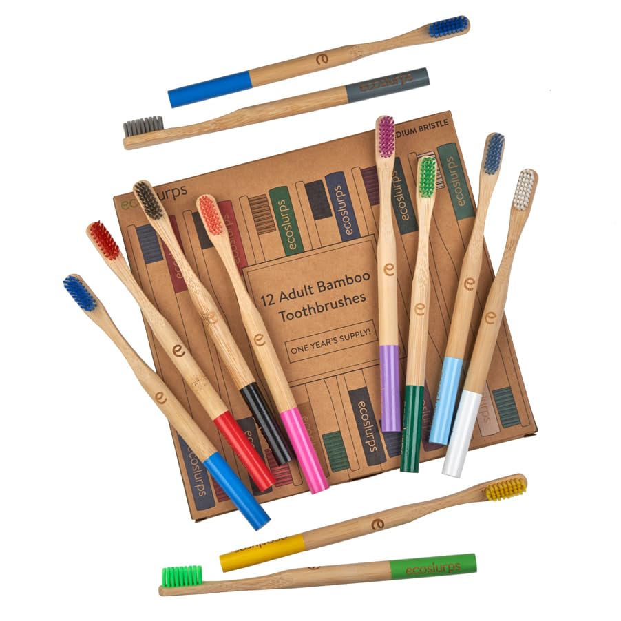 EcoSlurps 12 Bamboo Toothbrushes - Britush Brand - One Year Supply with Each Toothbrush Box Labeled On Internal Boxes - Award Winning Multi Colour Adult Toothbrush Multipack (12 Adult, Multicoloured) 3 EcoSlurps 12 Bamboo Toothbrushes - Britush Brand - One Year Supply with Each Toothbrush Box Labeled On Internal Boxes - Award Winning Multi Colour Adult Toothbrush Multipack (12 Adult, Multicoloured) - Image 3