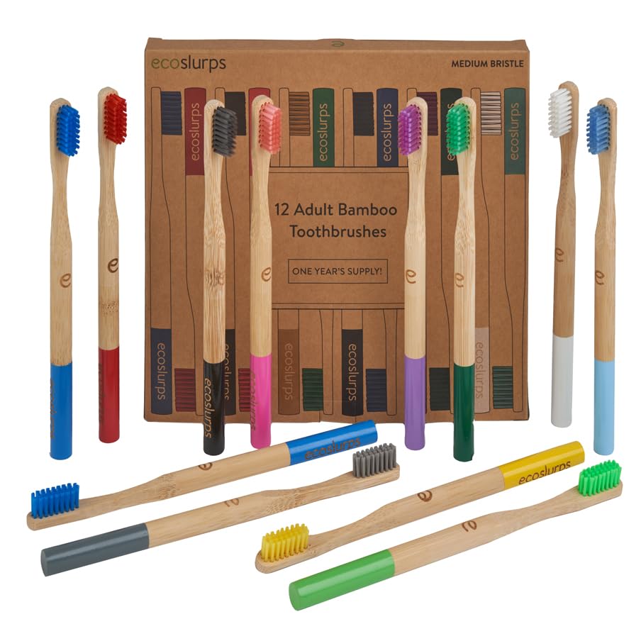 EcoSlurps 12 Bamboo Toothbrushes - Britush Brand - One Year Supply with Each Toothbrush Box Labeled On Internal Boxes - Award Winning Multi Colour Adult Toothbrush Multipack (12 Adult, Multicoloured) 2 EcoSlurps 12 Bamboo Toothbrushes - Britush Brand - One Year Supply with Each Toothbrush Box Labeled On Internal Boxes - Award Winning Multi Colour Adult Toothbrush Multipack (12 Adult, Multicoloured) - Image 2