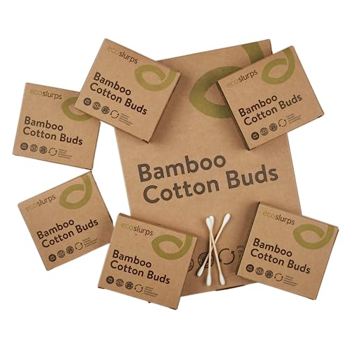 EcoSlurps 600 Bamboo Cotton Buds - British Brand That Plants Trees Every Day - Eco Friendly Cotton swabs, Bud and Qtips (6x100 Cotton Buds) 1 EcoSlurps 600 Bamboo Cotton Buds - British Brand That Plants Trees Every Day - Eco Friendly Cotton swabs, Bud and Qtips (6x100 Cotton Buds)