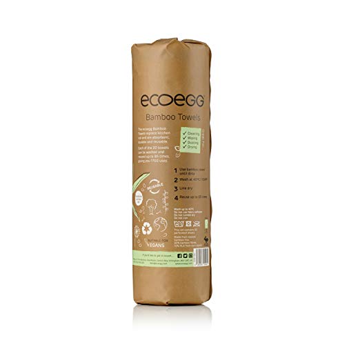 Ecoegg Bamboo Kitchen Towels | Reusable Eco Friendly Alternative to Kitchen Paper | Made from 100% Sustainable Sources | Super Absorbent | 20 White Towels | 1800 uses 2 Ecoegg Bamboo Kitchen Towels | Reusable Eco Friendly Alternative to Kitchen Paper | Made from 100% Sustainable Sources | Super Absorbent | 20 White Towels | 1800 uses - Image 2