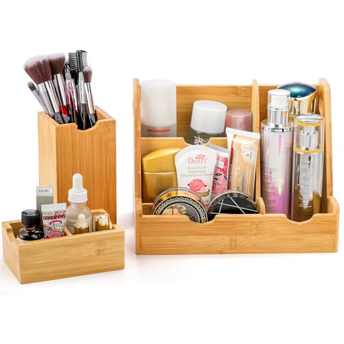Elsjoy 3 Pieces Bamboo Desk Organizer Set with Pen Holder, Table Organizer Caddy Office Desk Accessories Storage Holder with Handle, Desktop Organizer for Office Supplies, Vanity, Mail 5 Elsjoy 3 Pieces Bamboo Desk Organizer Set with Pen Holder, Table Organizer Caddy Office Desk Accessories Storage Holder with Handle, Desktop Organizer for Office Supplies, Vanity, Mail - Image 5