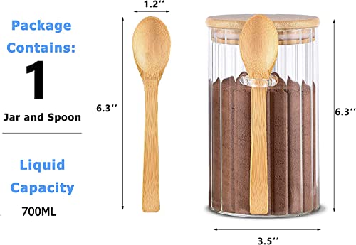 FANTESTICRYAN 700ml Large Airtight Glass Jars with Bamboo Lids & Bamboo Spoons, Overnight Oats Container Decorative Coffee Bar Food Storage Jar 3 FANTESTICRYAN 700ml Large Airtight Glass Jars with Bamboo Lids & Bamboo Spoons, Overnight Oats Container Decorative Coffee Bar Food Storage Jar - Image 3