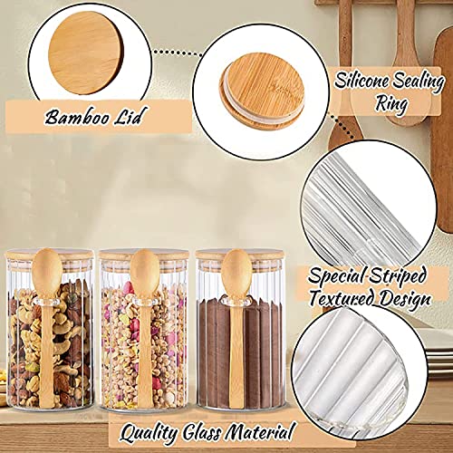 FANTESTICRYAN 700ml Large Airtight Glass Jars with Bamboo Lids & Bamboo Spoons, Overnight Oats Container Decorative Coffee Bar Food Storage Jar 5 FANTESTICRYAN 700ml Large Airtight Glass Jars with Bamboo Lids & Bamboo Spoons, Overnight Oats Container Decorative Coffee Bar Food Storage Jar - Image 5