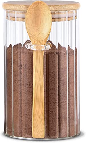 FANTESTICRYAN 700ml Large Airtight Glass Jars with Bamboo Lids & Bamboo Spoons, Overnight Oats Container Decorative Coffee Bar Food Storage Jar 1 FANTESTICRYAN 700ml Large Airtight Glass Jars with Bamboo Lids & Bamboo Spoons, Overnight Oats Container Decorative Coffee Bar Food Storage Jar