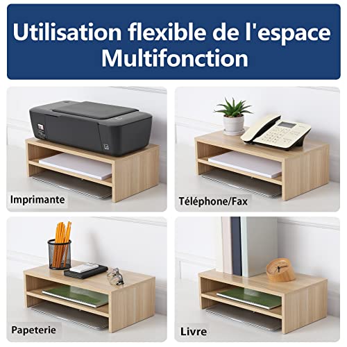 FITUEYES Monitor Stand 2 Tiers Computer Monitor Riser,42.5cm Wood Desktop Stand for Laptop Computer Screen Riser, with Storage Shelf, Office Supplies, Desk Organizer, Oak 5 FITUEYES Monitor Stand 2 Tiers Computer Monitor Riser,42.5cm Wood Desktop Stand for Laptop Computer Screen Riser, with Storage Shelf, Office Supplies, Desk Organizer, Oak - Image 5