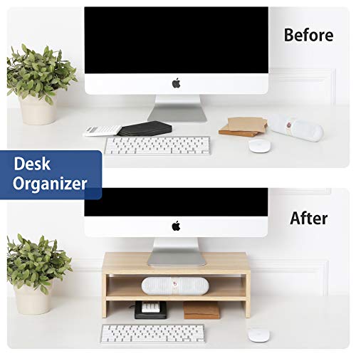 FITUEYES Monitor Stand 2 Tiers Computer Monitor Riser,42.5cm Wood Desktop Stand for Laptop Computer Screen Riser, with Storage Shelf, Office Supplies, Desk Organizer, Oak 6 FITUEYES Monitor Stand 2 Tiers Computer Monitor Riser,42.5cm Wood Desktop Stand for Laptop Computer Screen Riser, with Storage Shelf, Office Supplies, Desk Organizer, Oak - Image 6