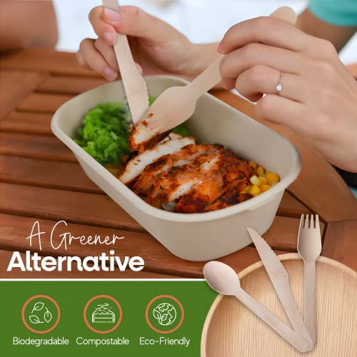 FOOGO Green 150pcs Disposable Wooden Cutlery Set, FSC® Certified, 50 x Forks 50 x Spoons 50 x Knives, 16cm, Biodegradable, Eco-Friendly, Compostable, Party Picnic, Like Bamboo 1 FOOGO Green 150pcs Disposable Wooden Cutlery Set, FSC® Certified, 50 x Forks 50 x Spoons 50 x Knives, 16cm, Biodegradable, Eco-Friendly, Compostable, Party Picnic, Like Bamboo