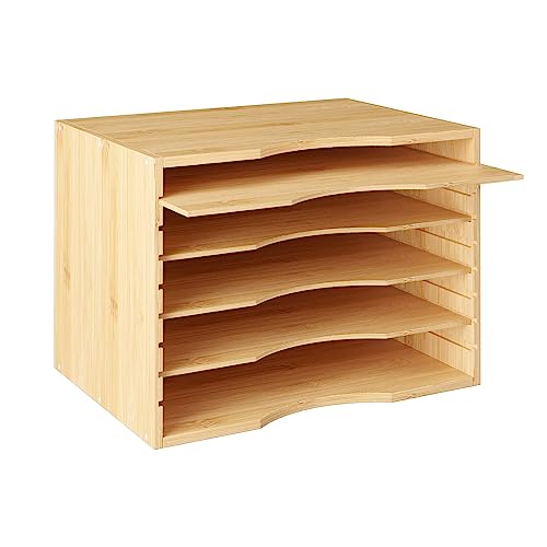 FOREHILL Bamboo Letter Tray Desk Tidy Organiser A4 File Rack Documents ...