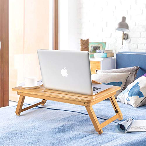 Foldable Large Bed Tray,Portable Bamboo Breakfast Tray,Adjustable Height Lap Desk Laptop Bed Desk with Drawer,Breakfast Tray,Multifunction Laptop Stand with Tablet & Phone Slots. 7 Foldable Large Bed Tray,Portable Bamboo Breakfast Tray,Adjustable Height Lap Desk Laptop Bed Desk with Drawer,Breakfast Tray,Multifunction Laptop Stand with Tablet & Phone Slots. - Image 7