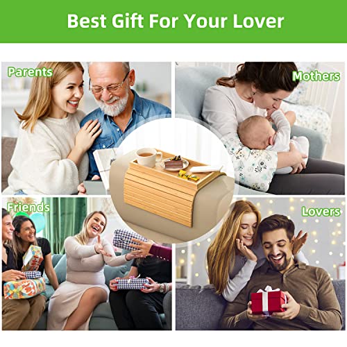 GEHE Sofa Tray Bamboo Sofa Arm Table Couch Tray Wooden Sofa Armrest Side Table, Armchair Table for Snacks, Phone, Control, Cups, Flexible & Foldable 7 GEHE Sofa Tray Bamboo Sofa Arm Table Couch Tray Wooden Sofa Armrest Side Table, Armchair Table for Snacks, Phone, Control, Cups, Flexible & Foldable - Image 7