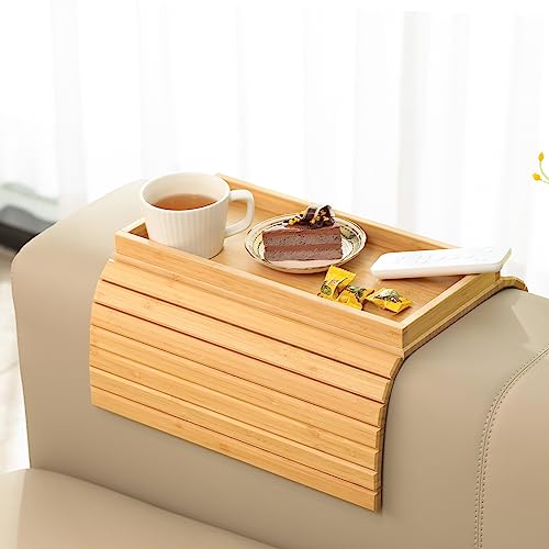 GEHE Sofa Tray Bamboo Sofa Arm Table Couch Tray Wooden Sofa Armrest Side Table, Armchair Table for Snacks, Phone, Control, Cups, Flexible & Foldable 1 GEHE Sofa Tray Bamboo Sofa Arm Table Couch Tray Wooden Sofa Armrest Side Table, Armchair Table for Snacks, Phone, Control, Cups, Flexible & Foldable
