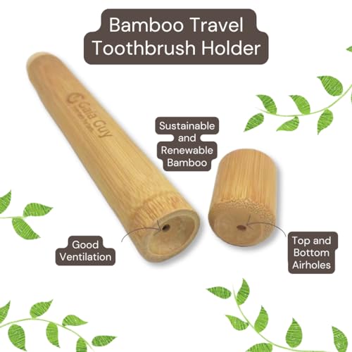 Gaia Guy Bamboo Toothbrush Travel Case 2 Pack - Portable Bamboo Toothbrush Holder Great For Plastic-Free Travel, Camping and Zero Waste Living, Natural, Retro 2 Gaia Guy Bamboo Toothbrush Travel Case 2 Pack - Portable Bamboo Toothbrush Holder Great For Plastic-Free Travel, Camping and Zero Waste Living, Natural, Retro - Image 2