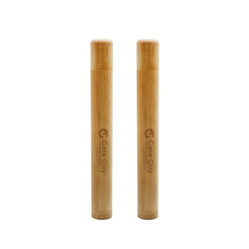 Gaia Guy Bamboo Toothbrush Travel Case 2 Pack - Portable Bamboo Toothbrush Holder Great For Plastic-Free Travel, Camping and Zero Waste Living, Natural, Retro 1 Gaia Guy Bamboo Toothbrush Travel Case 2 Pack - Portable Bamboo Toothbrush Holder Great For Plastic-Free Travel, Camping and Zero Waste Living, Natural, Retro