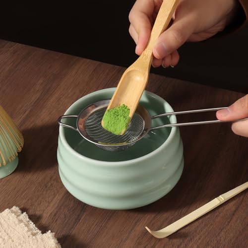 Geebuzz Matcha Whisk Set - Matcha Bowl and Bamboo Matcha Whisk, Scoop, Spoon, Sifter, Whisk Holder, 6pcs Perfect Matcha Starter Kit for Matcha Tea Ceremony (Green) 3 Geebuzz Matcha Whisk Set - Matcha Bowl and Bamboo Matcha Whisk, Scoop, Spoon, Sifter, Whisk Holder, 6pcs Perfect Matcha Starter Kit for Matcha Tea Ceremony (Green) - Image 3