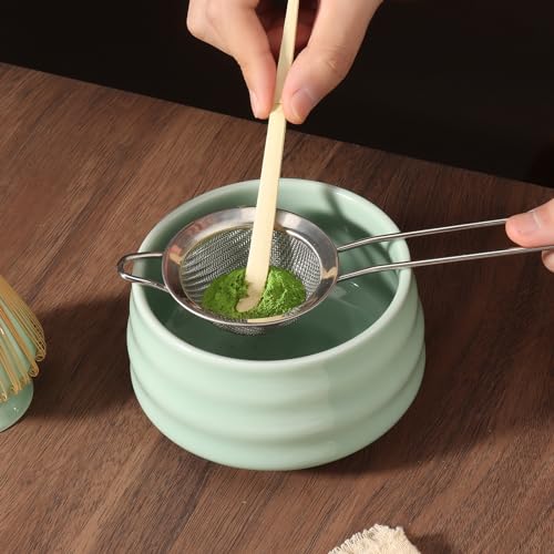 Geebuzz Matcha Whisk Set - Matcha Bowl and Bamboo Matcha Whisk, Scoop, Spoon, Sifter, Whisk Holder, 6pcs Perfect Matcha Starter Kit for Matcha Tea Ceremony (Green) 4 Geebuzz Matcha Whisk Set - Matcha Bowl and Bamboo Matcha Whisk, Scoop, Spoon, Sifter, Whisk Holder, 6pcs Perfect Matcha Starter Kit for Matcha Tea Ceremony (Green) - Image 4