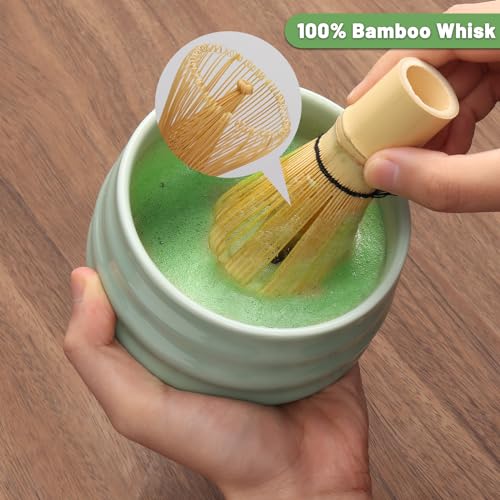 Geebuzz Matcha Whisk Set - Matcha Bowl and Bamboo Matcha Whisk, Scoop, Spoon, Sifter, Whisk Holder, 6pcs Perfect Matcha Starter Kit for Matcha Tea Ceremony (Green) 5 Geebuzz Matcha Whisk Set - Matcha Bowl and Bamboo Matcha Whisk, Scoop, Spoon, Sifter, Whisk Holder, 6pcs Perfect Matcha Starter Kit for Matcha Tea Ceremony (Green) - Image 5