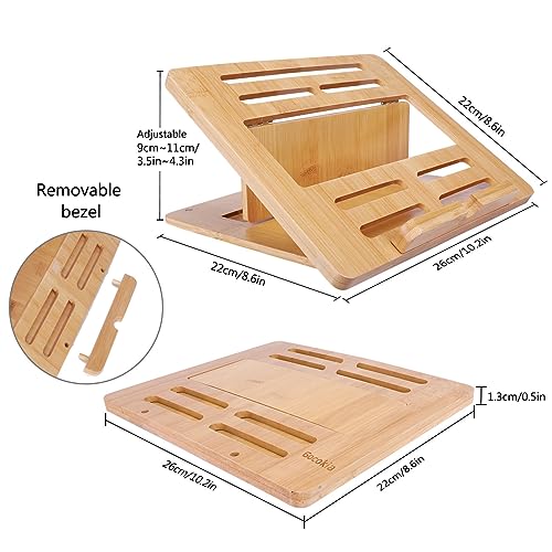 Gocokia Bamboo Fodable Laptop Notebook Riser Stand Desktop Adjustable with 4 Angles Notebook Mount Holder, Folding Laptop Cooler Stand for Macbook,Tablet, 3 Gocokia Bamboo Fodable Laptop Notebook Riser Stand Desktop Adjustable with 4 Angles Notebook Mount Holder, Folding Laptop Cooler Stand for Macbook,Tablet, - Image 3