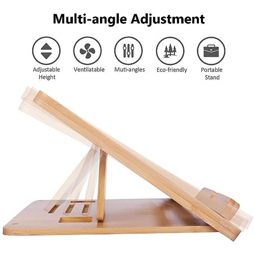 Gocokia Bamboo Fodable Laptop Notebook Riser Stand Desktop Adjustable with 4 Angles Notebook Mount Holder, Folding Laptop Cooler Stand for Macbook,Tablet, 4 Gocokia Bamboo Fodable Laptop Notebook Riser Stand Desktop Adjustable with 4 Angles Notebook Mount Holder, Folding Laptop Cooler Stand for Macbook,Tablet, - Image 4