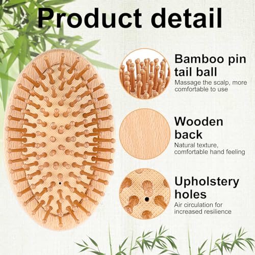 Grevosea Bamboo Brush, Scalp Massager Shampoo Brush Bamboo Massage Comb Natural Wooden Wet and Dry Hair Scalp Care Brush Women Detangling Hairbrush for Dandruff Removal Hair Growth 3 Grevosea Bamboo Brush, Scalp Massager Shampoo Brush Bamboo Massage Comb Natural Wooden Wet and Dry Hair Scalp Care Brush Women Detangling Hairbrush for Dandruff Removal Hair Growth - Image 3