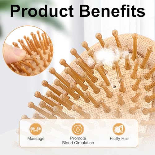 Grevosea Bamboo Brush, Scalp Massager Shampoo Brush Bamboo Massage Comb Natural Wooden Wet and Dry Hair Scalp Care Brush Women Detangling Hairbrush for Dandruff Removal Hair Growth 6 Grevosea Bamboo Brush, Scalp Massager Shampoo Brush Bamboo Massage Comb Natural Wooden Wet and Dry Hair Scalp Care Brush Women Detangling Hairbrush for Dandruff Removal Hair Growth - Image 6
