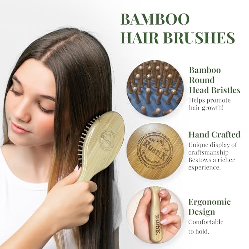 Bamboo Oval Hair Brush by RustiK, Grey, Detangling, Anti Static, Eco Friendly, Paddle, Sustainable, Handmade, Woodcrafted For Men and Women. Long, Short, Breakage, Straight, Curly. 2 Bamboo Oval Hair Brush by RustiK, Grey, Detangling, Anti Static, Eco Friendly, Paddle, Sustainable, Handmade, Woodcrafted For Men and Women. Long, Short, Breakage, Straight, Curly. - Image 2