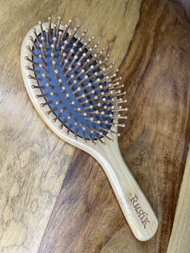Bamboo Oval Hair Brush by RustiK, Grey, Detangling, Anti Static, Eco Friendly, Paddle, Sustainable, Handmade, Woodcrafted For Men and Women. Long, Short, Breakage, Straight, Curly. 3 Bamboo Oval Hair Brush by RustiK, Grey, Detangling, Anti Static, Eco Friendly, Paddle, Sustainable, Handmade, Woodcrafted For Men and Women. Long, Short, Breakage, Straight, Curly. - Image 3