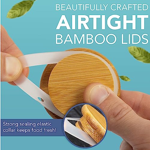 HEFTMAN Small Glass Spice Jars - Set of 10, 100ml Glass Jars With Bamboo Lids & Airtight Seal - Borosilicate Glass Storage Jars for Spices, Herbs, Tea, Coffee Kitchen Jars With Lids, Labels & Pen 3 HEFTMAN Small Glass Spice Jars - Set of 10, 100ml Glass Jars With Bamboo Lids & Airtight Seal - Borosilicate Glass Storage Jars for Spices, Herbs, Tea, Coffee Kitchen Jars With Lids, Labels & Pen - Image 3