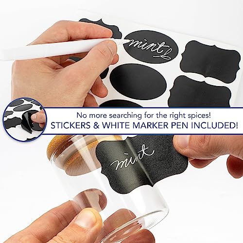HEFTMAN Small Glass Spice Jars - Set of 10, 100ml Glass Jars With Bamboo Lids & Airtight Seal - Borosilicate Glass Storage Jars for Spices, Herbs, Tea, Coffee Kitchen Jars With Lids, Labels & Pen 6 HEFTMAN Small Glass Spice Jars - Set of 10, 100ml Glass Jars With Bamboo Lids & Airtight Seal - Borosilicate Glass Storage Jars for Spices, Herbs, Tea, Coffee Kitchen Jars With Lids, Labels & Pen - Image 6