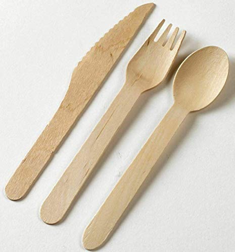 HOT BARGAINS 300pcs Wooden Cutlery Set Disposable Biodegradable - 100 Spoons, 100 Knives, 100 Forks Sealed - Hygiene Proof, Birch Wood Eco Friendly (Pack of 300) 2 HOT BARGAINS 300pcs Wooden Cutlery Set Disposable Biodegradable - 100 Spoons, 100 Knives, 100 Forks Sealed - Hygiene Proof, Birch Wood Eco Friendly (Pack of 300) - Image 2