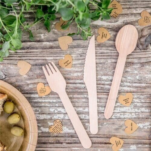 HOT BARGAINS 300pcs Wooden Cutlery Set Disposable Biodegradable - 100 Spoons, 100 Knives, 100 Forks Sealed - Hygiene Proof, Birch Wood Eco Friendly (Pack of 300) 5 HOT BARGAINS 300pcs Wooden Cutlery Set Disposable Biodegradable - 100 Spoons, 100 Knives, 100 Forks Sealed - Hygiene Proof, Birch Wood Eco Friendly (Pack of 300) - Image 5