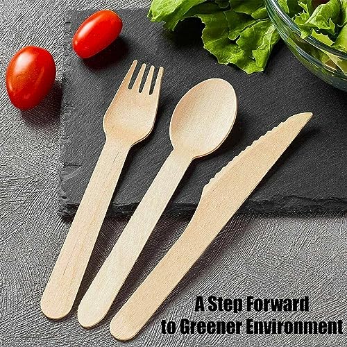 HOT BARGAINS 300pcs Wooden Cutlery Set Disposable Biodegradable - 100 Spoons, 100 Knives, 100 Forks Sealed - Hygiene Proof, Birch Wood Eco Friendly (Pack of 300) 6 HOT BARGAINS 300pcs Wooden Cutlery Set Disposable Biodegradable - 100 Spoons, 100 Knives, 100 Forks Sealed - Hygiene Proof, Birch Wood Eco Friendly (Pack of 300) - Image 6