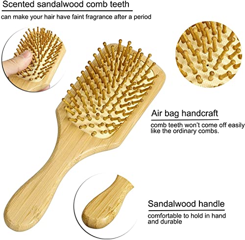 Hair Brush, 100% Natural Bamboo Anti Static Hair Massage Brush, Detangling Hair Comb, Reducing Hair Breakage and Frizzy No More Tangle (square 60g) 2 Hair Brush, 100% Natural Bamboo Anti Static Hair Massage Brush, Detangling Hair Comb, Reducing Hair Breakage and Frizzy No More Tangle (square 60g) - Image 2