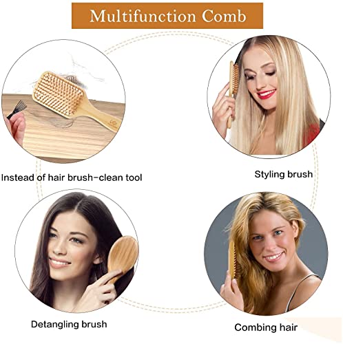 Hair Brush, 100% Natural Bamboo Anti Static Hair Massage Brush, Detangling Hair Comb, Reducing Hair Breakage and Frizzy No More Tangle (square 60g) 4 Hair Brush, 100% Natural Bamboo Anti Static Hair Massage Brush, Detangling Hair Comb, Reducing Hair Breakage and Frizzy No More Tangle (square 60g) - Image 4