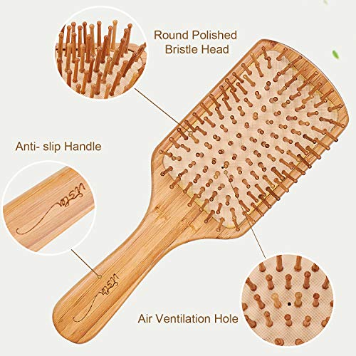 Hair Brush Bamboo Hairbrush For Long,Thick,Curly,Wavy,Dry or Damaged Hair, Paddle Hair Brush Reducing Hair Breakage and Frizzy, No More Tangle 2 Hair Brush Bamboo Hairbrush For Long,Thick,Curly,Wavy,Dry or Damaged Hair, Paddle Hair Brush Reducing Hair Breakage and Frizzy, No More Tangle - Image 2